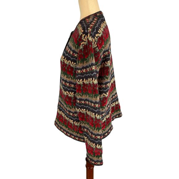 Talbots Vintage 90's Women's Cardigan Sweater Fair Isle Sweater Medium - Picture 3 of 6